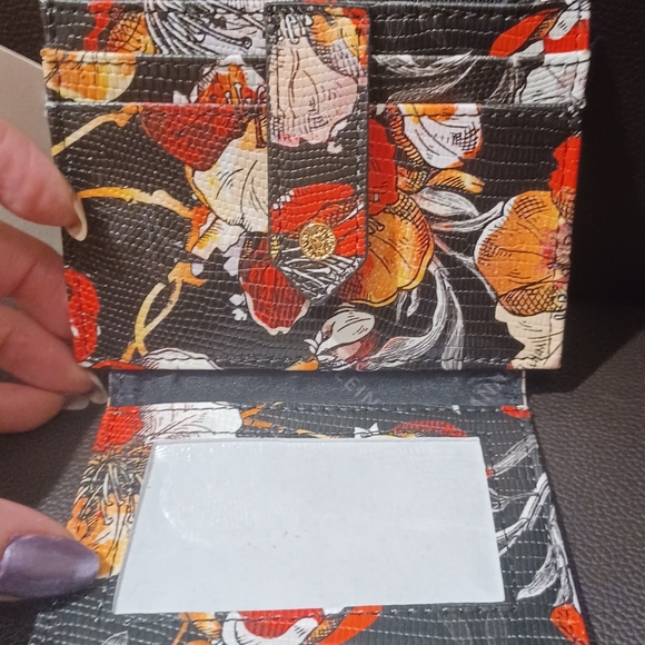 ANNE KLEIN ID CREDIT CARD MIRROR FLORAL FLAP SNAP - Picture 6 of 12